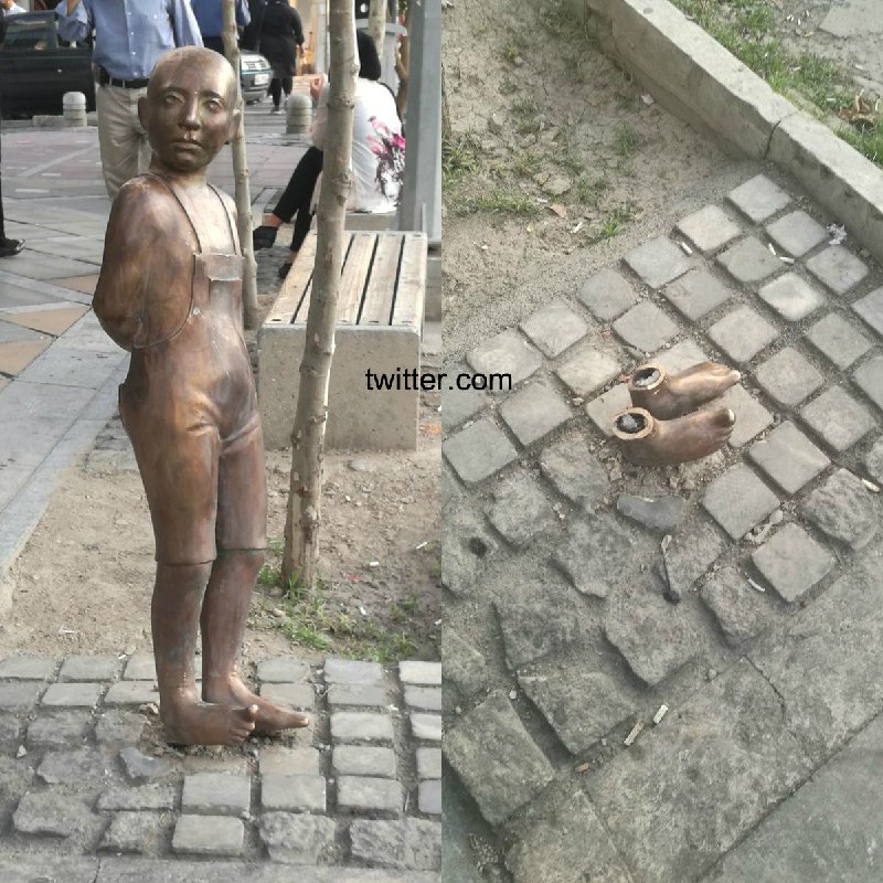 #مجسمه کودکی که بالای میدان #ونک نصب شده بود، به #سرقت رفت.via SaeedBarabadi