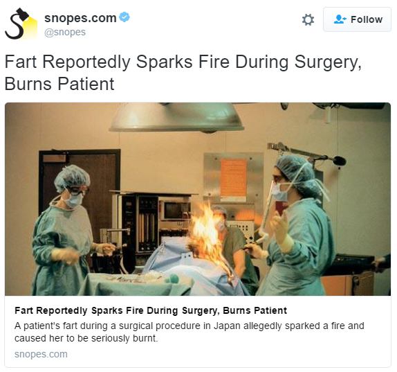 پزشکان در دانشگاه #توکیو مشغول عمل #لیزر روی رحم زنی بودند، اما باد درکردن از باسنش باعث #آتش‌سوزی و سوختگی لگن و پاهاش میشه.twitter.com/8Retro/status/793166637134340096📡 @VahidOnline