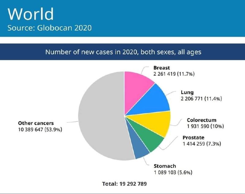 #سرطان_پستان پس از پیشی گرفتن از #سرطان_ریه، رایج‌ترین نوع #سرطان در جهان شد.فقط در سال ۲۰۲۰، دو میلیون و سیصد هزار مورد جدید ابتلا به سرطان پستان در جهان شناسایی شد.تا پیش از این، سرطان ریه، شایع‌ترین نوع سرطان شمرده می‌شد، اما تشخیص۲/۳ میلیون مورد جدید سرطان پستان، این نوع سرطان را به پله اول رسانده است.مرکز پژوهش‌های بین‌المللی سرطان می‌گوید اکنون ۱۱/۷ درصد بیماران سرطان در جهان را زنان مبتلا به سرطان پستان تشکیل می‌دهند، در حالی که از میان کل سرطان‌های تشخیص‌ داده شده در سال ۲۰۲۰، فقط ۱۱/۴ درصد مربوط به سرطان ریه بوده است.#سرطان_روده، با ۱۰ درصد، در جایگاه سوم شایع‌ترین انواع سرطان قرار دارد و #سرطان_پروستات با ۷/۳ درصد، چهارم است. این آمار، روز پنجشنبه ۴ فوریه، همزمان با 