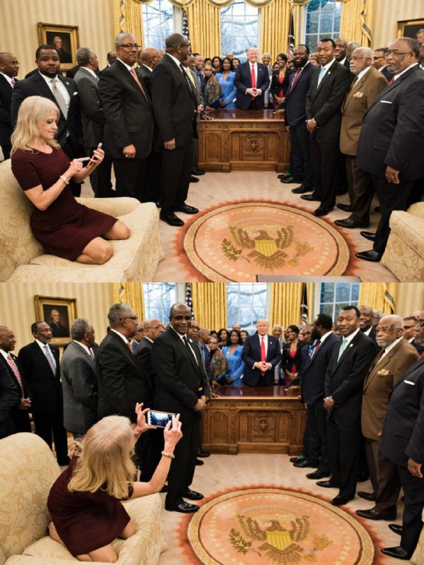 طرز #نشستن کلین #کانوی مدیرکمپین ومشاور ترامپ در #دفتربیضی واکنش‌های زیادی داشته که