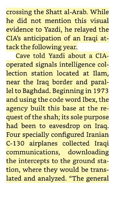 مهر ۱۳۵۸ یک ماه پیش از حمله به سفارت آمریکا در تهران در زمان دولت جیمی #کارتر افسر #سی‌آی‌ای به تهران می‌رود تا نسبت به حمله قریب‌الوقوع #عراق هشدار دهد.واکنش #ابراهیم_یزدی وزیر خارجه ایران این بود