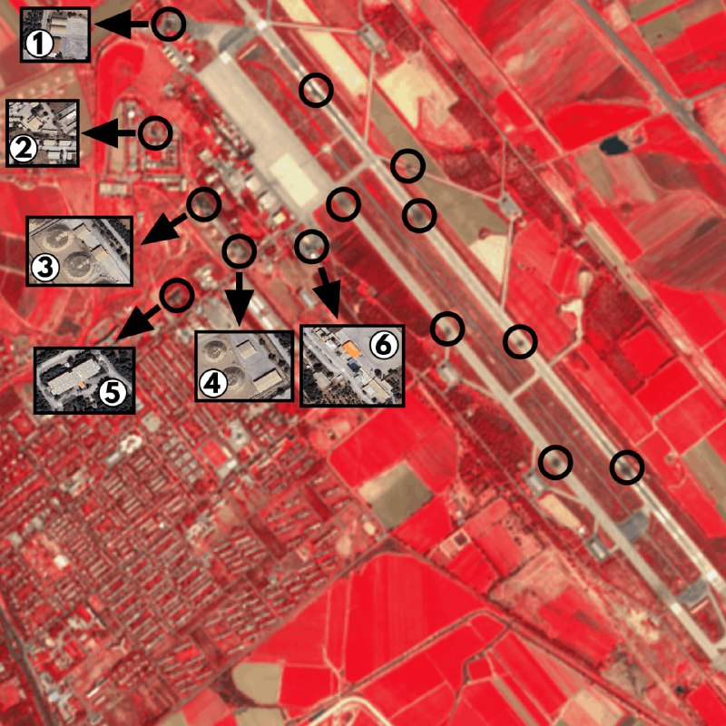 🔹 جزئیات حمله به پایگاه چهارم شکاری دزفول براساس آخرین تصاویر ماهواره سنتینل ۲📆 تاریخ نقشه جدید (بعد از حمله) مربوط به ۵ مارس ۲۰۲۶ (۱۴ اسفند ۱۴۰۴) است.1️⃣ آشیانه‌های آلرت 2️⃣ و 3️⃣ و 4️⃣ سوله‌های انبار مهمات یا قطعه5️⃣ ساختمان اداری6️⃣ برج مراقبت فرودگاه👈 مکان‌یابی روی نقشه گوگل🌐 @Factnameh