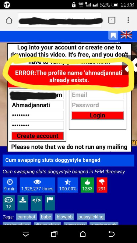 داشتم تو یه سایت #پورن اکانت میساختم. واسه اینکه یوزرنیم یادم بمونه گذاشتمش احمد جنتی . کادر زردو ببینید 
