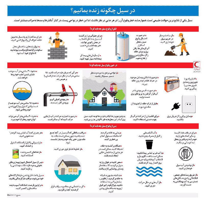 #هلال_احمر ایران با انتشار این #اینفوگرافیک نکات #ایمنی درباره زمان جاری شدن #سیل یادآور شده است. dw_persian📡 @VahidOnline