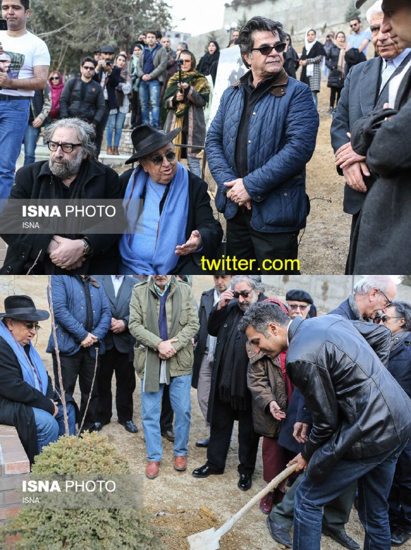 امروز جمعی از هنرمندان با حضور در مزار عباس #کیارستمی و کاشت درخت #گیلاس یادش را گرامی داشتند. بیل هم دادن دست #فردوسی‌پورKoohyar