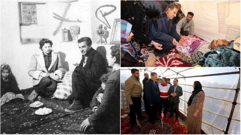 عکس‌های جهانگیری و هیئت همراه با کفش روی فرش زلزله‌زدگان موضوع توییت‌های مختلفی شده.📷 Yaser_Jalali