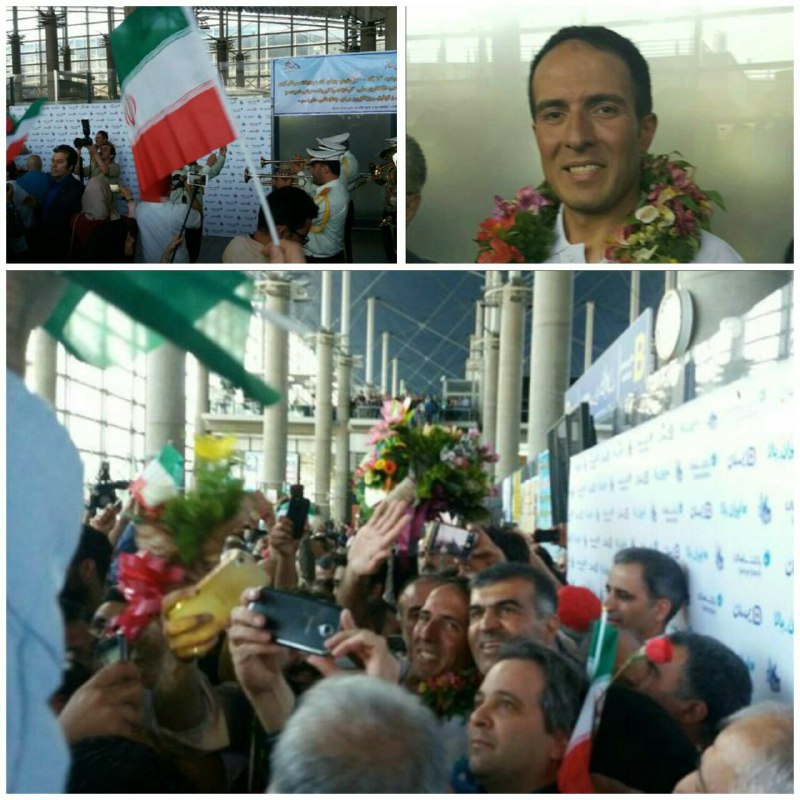 رسید،خسته و سوخته،تمام ۱۴قله بالای ۸۰۰۰متر دنیارو بدون کپسول اکسیژن صعود کرد،واقعا کارش کم از طلای هیچ مسابقه‌ای تو دنیانداشت #عظیم_قیچی‌ساز MehdiBahraami