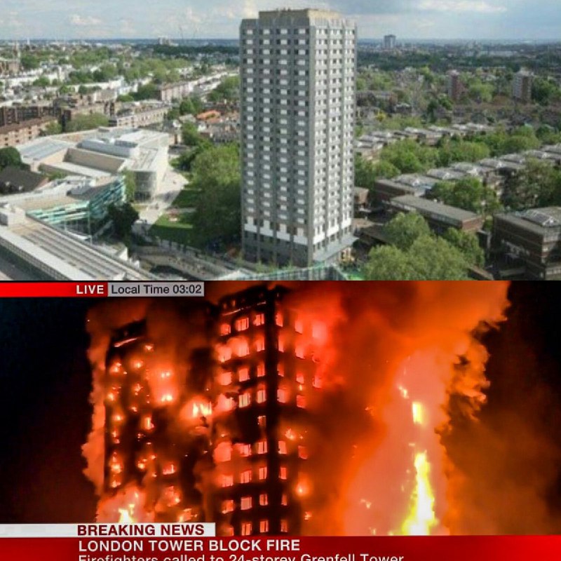 پلاسکوی #لندن؛ این ساختمان در لندن در حال سوختنه noorshid