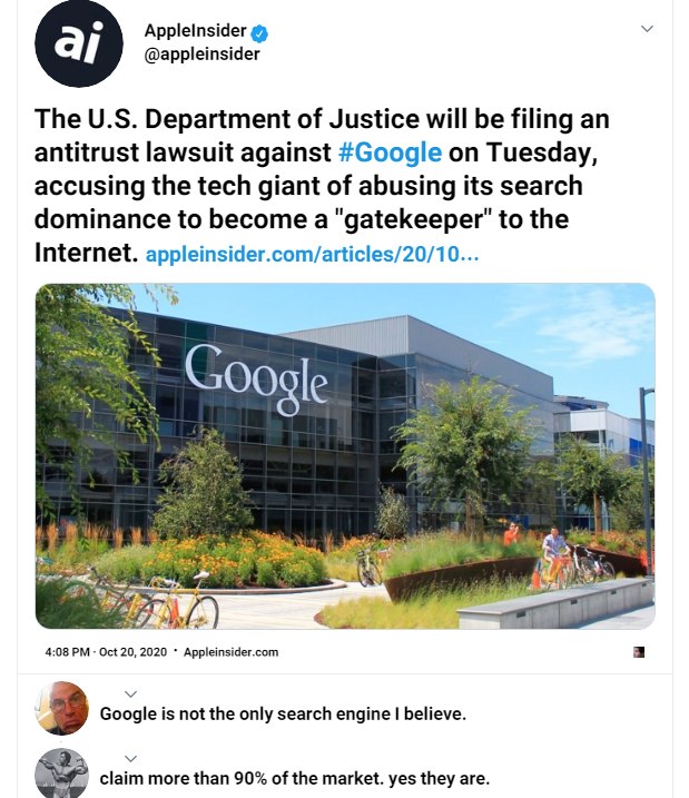 دولت ایالات متحده آمریکا از شرکت #گوگل به اتهام حفظ «انحصار غیرقانونی» جست‌وجو و تبلیغات آنلاین شکایت کرد.این جنجالی‌ترین پرونده مربوط به «قانون #ضدانحصار» آمریکا در یک دهه گذشته است که احتمال دارد حتی به ورشکستگی این غول «سیلیکون ولی» و تغییرات ساختاری در دنیای فناوری منجر شود.به نوشته خبرگزاری فرانسه، روند رسیدگی به پرونده این «اتهام سیاسی» که شرکت گوگل را هدف گرفته است، ممکن است سال‌ها به طول بینجامد.معاون دادستان اظهار داشت که ۱۱ ایالت آمریکا به عنوان شاکی در پرونده تشکیل‌شده علیه سلطه گوگل بر اکوسیستم آنلاین مشارکت دارند.جفری روزن تاکید کرد که «گوگل دروازه ورود به #اینترنت است». او افزود که این کمپانی #انحصار خود را به واسطه «روش‌های حذفی» حفظ کرده و این در حالی است که به اصل رقابت آسیب می‌زند.کمپانی گوگل در واکنش به این خبر، شکایت اخیر و طرح دعوی در دادگاه را «عمیقا ناقص» خواند.در بیانیه این شرکت آمده است