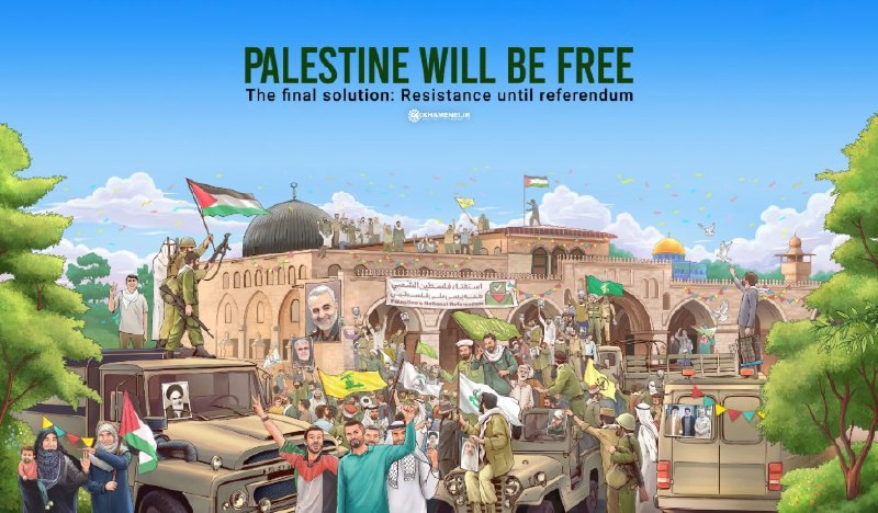 وب‌سایت رسمی خامنه‌ای این پوستر رو به مناسبت #روز_قدس منتشر کرده. توی عنوان پوستر از کلمه final solution استفاده کرده 🤯😱آخرین باری که این کلمه رو شنیدیم ۶ میلیون یهودی در کوره‌های آدم‌سوزی قتل عام شدن🤐 Norrachi#راه‌حل_نهایی، عنوان برنامه #نازی ها برای نسل‌کشی #یهودیان بود. حالا وب‌سایت دفتر #خامنه‌ای آن را برای پوستر روز قدس استفاده  کرده است. samadbeygiالبته نوشته 