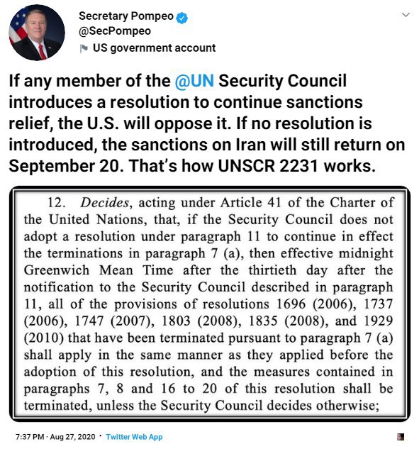 مایک #پومپئو در توییتی نوشته است