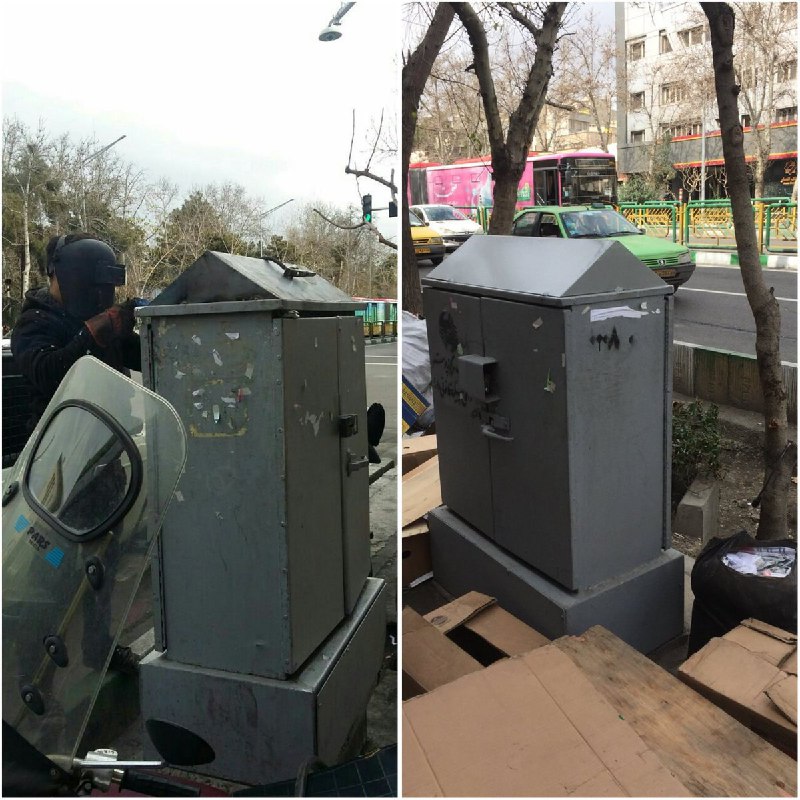 چرا در پایتخت ایران، بام بسیاری از جعبه‌های مخابرات را شیب‌دار می‌سازند؟شیب؟ بام؟nima t.co/eAmrRMTvYrWhatTheShitppl t.co/kMCZEX78Xc#تقاطع_وصال #دختران_خیابان_انقلاب #نه_به_حجاب_اجباری