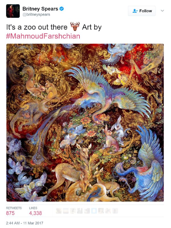 #بریتنی اسپیرز این اثر #فرشچیان رو توییت کرده