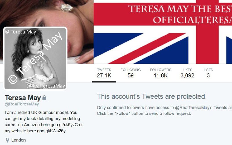 تریزا می (Teresa May)، طوری که کاخ سفید نامش را به جای نخست وزیر بریتانیا (Theresa May) نوشته، یک #پورن‌استار انگلیسی استSattarSaeedi