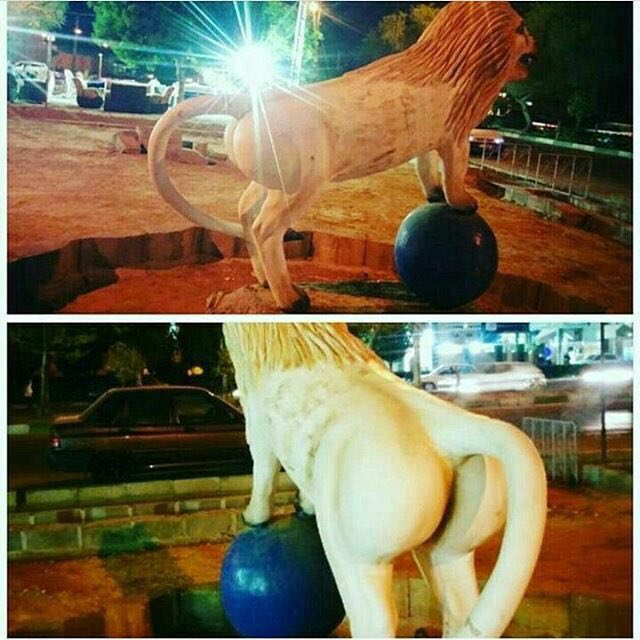 #پروتز #باسن یک #شیر در پارک شهر تهران Sakenezirzamin