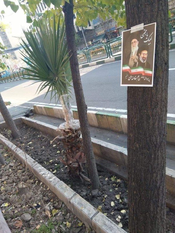 گفته شده؛ امروز، تهران، حوالی میدان انقلابتوزیع و نصب تراکت برای رهبری #مجتبی_خامنه‌ای beehnamنظرات اینجوری هم هست