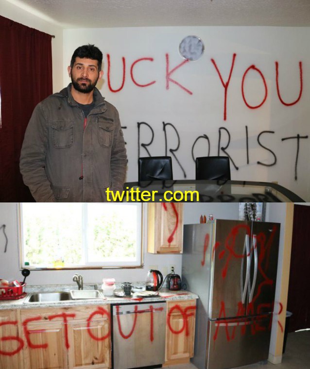 #نژادپرستی علیه یک ایرانی. #هاسل_افشار ٣٣ساله ساکن #پورتلند #اورگان از مسافرت میاد می‌بینه این بلا رو سر خونه‌اش آوردند. بهایی است و پناهنده در آمریکا.bbckalbasi