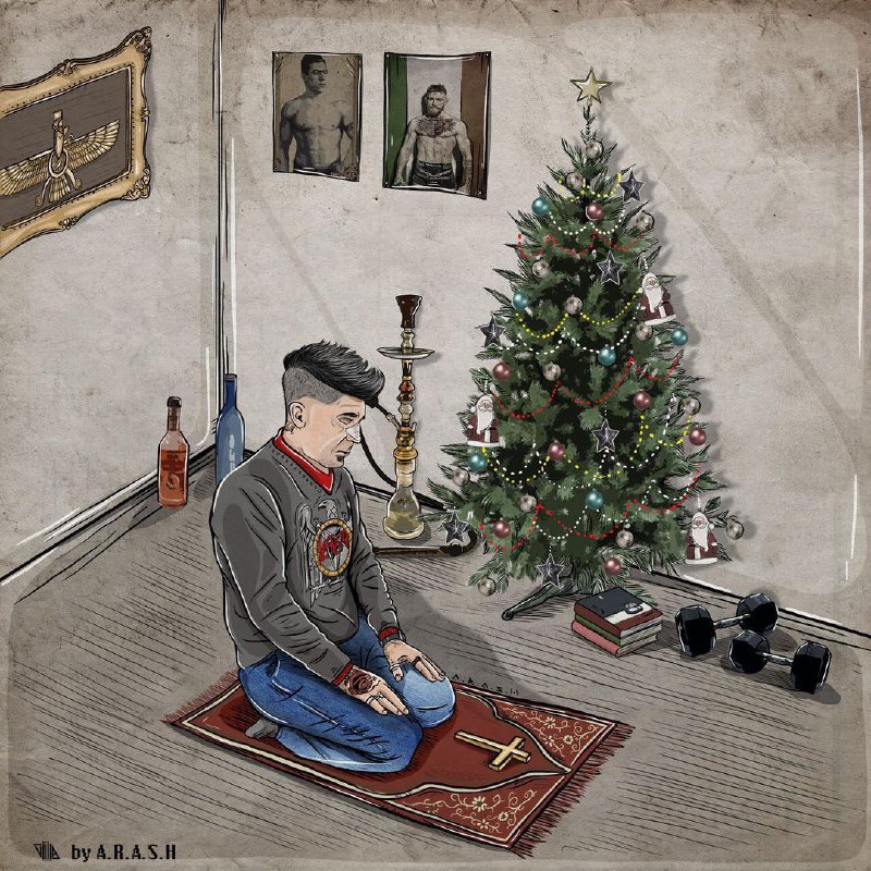 این تصویر چند باری توییت شده. کاربرانی معتقدند که چیزی به اسم #بحران_هویت رو نشون میده. طرح از آرش شایسته