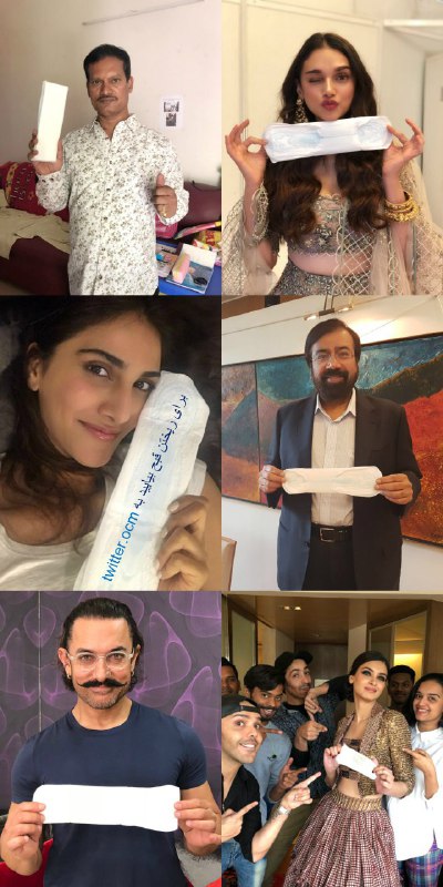 #هند ی‌ها با #نواربهداشتی عکس گرفتند تا قُبحَش رو بریزد twitter.com/kargadan/status/960651135567634432با هشتگ #PadManChallenge📡 @VahidOnline