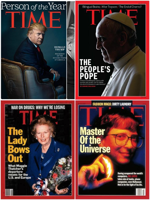 HadiNiliگفته‌اند #تایم برای #شخصیت_سال با دندانه‌هایM برای #ترامپ #شاخ گذاشته.تایم توضیح داده تصادفی است و قبلاهم پیش آمده؛ حتی برای #پاپ!nedadsشاید برای همه گذاشته