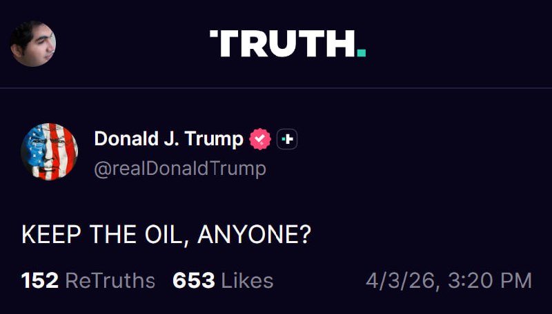 realDonaldTrumpبعضی‌ها نشانه‌ای درباره احتمال عملیات زمینی برداشت کرده‌اند.📡 @VahidOnline