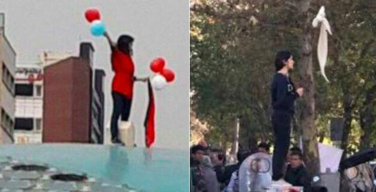 .دختری که ۷ آبان ۹۷ با بادکنک قرمز بالای گنبد فیروزه‌ای میدان انقلاب رفت همون ویدا موحد (اولین دختر خیابان انقلاب) بوده!امروز وکیلش گفته