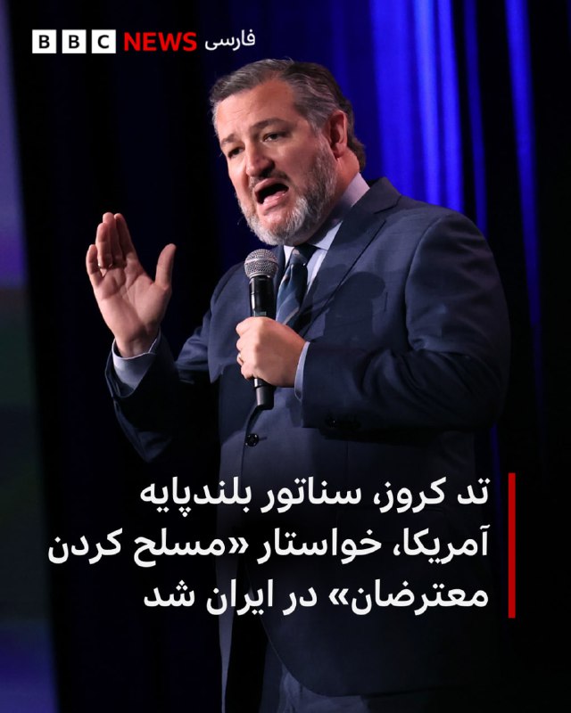 تد کروز، سناتور ارشد جمهوری‌خواه کنگره آمریکا، در تازه‌ترین واکنش به سرکوب خونین اعتراضات در ایران، خواستار رساندن سلاح به معترضان در این کشور شده است.سناتور کروز، عصر سه‌شنبه - هفتم بهمن - در شبکه ایکس نوشت